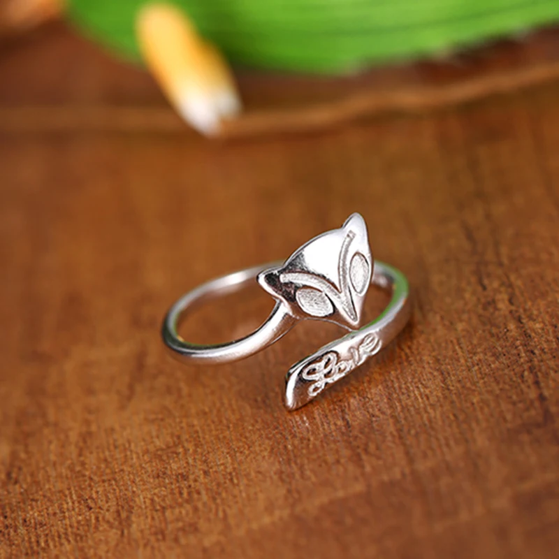 2016 Hot Sale 925 Sterling Silver Ring Cute Fox Open For Women Gift Jewelry Hypoallergenic Sterling-silver-jewelry | Украшения и