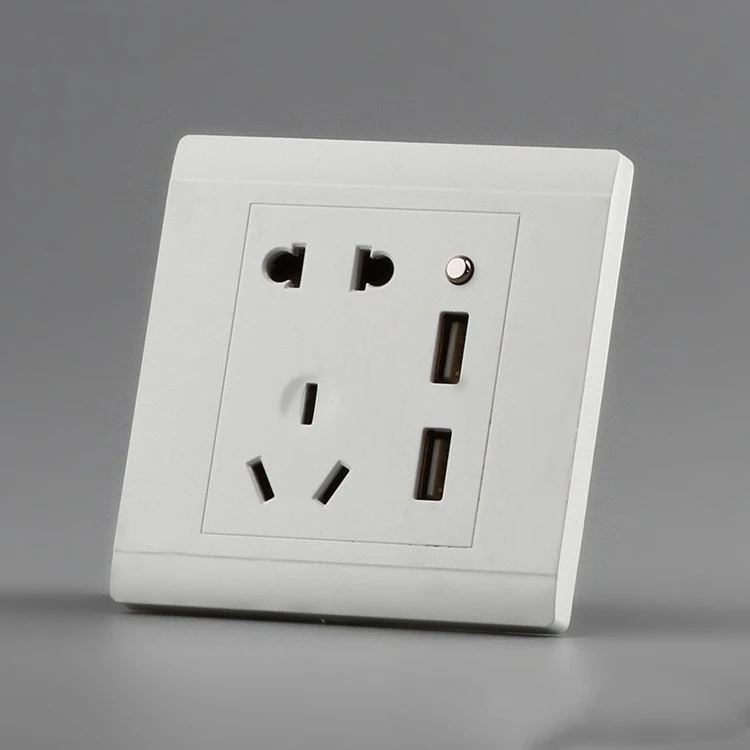 Белая настенная розетка с 2 USB портами для зарядки электрическая док станция