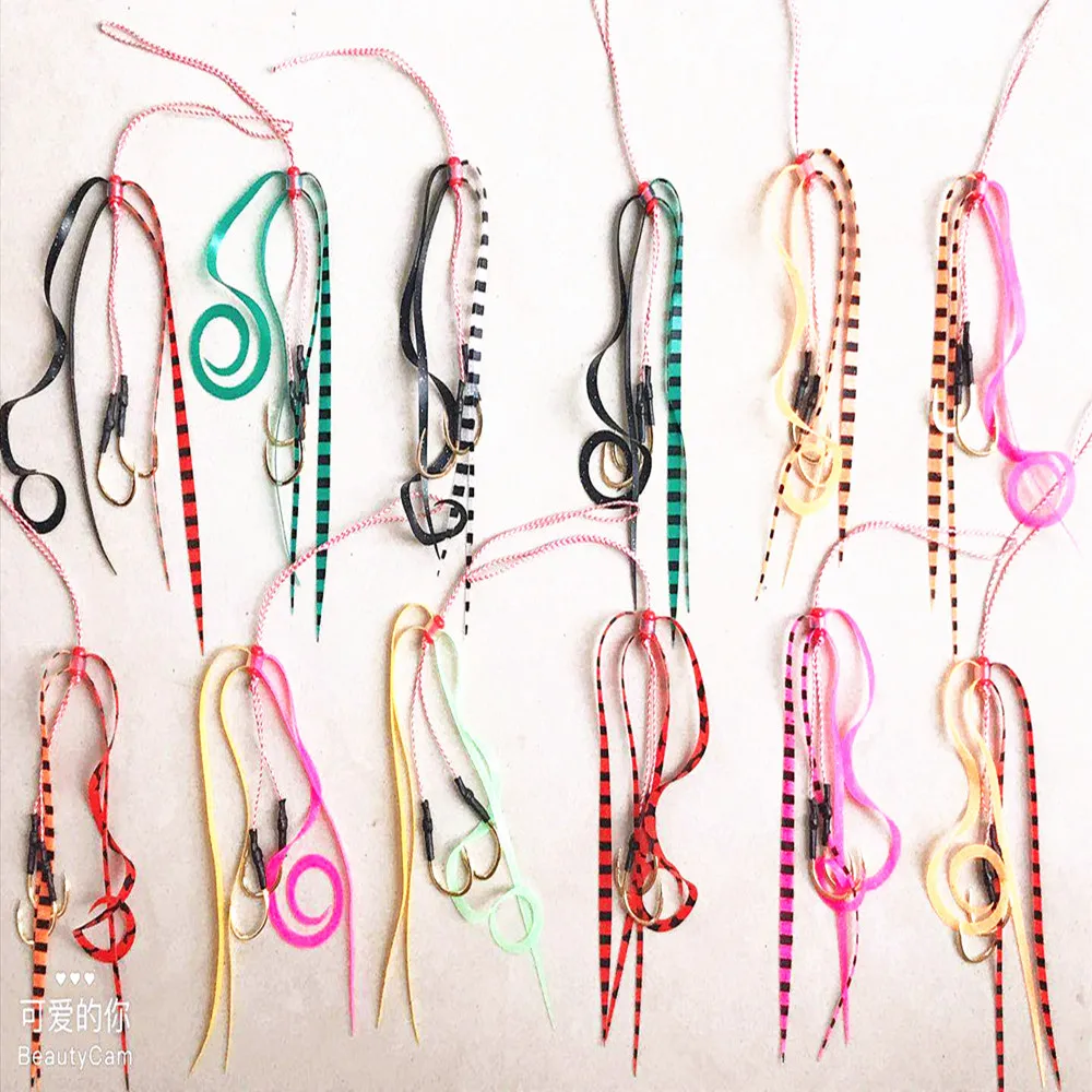 50PCS 10 colors mixed Copper Slide Parts Fishing Fishing Equipment Snapper Skirts and Rubber Tie Mule Maintenance Supplies