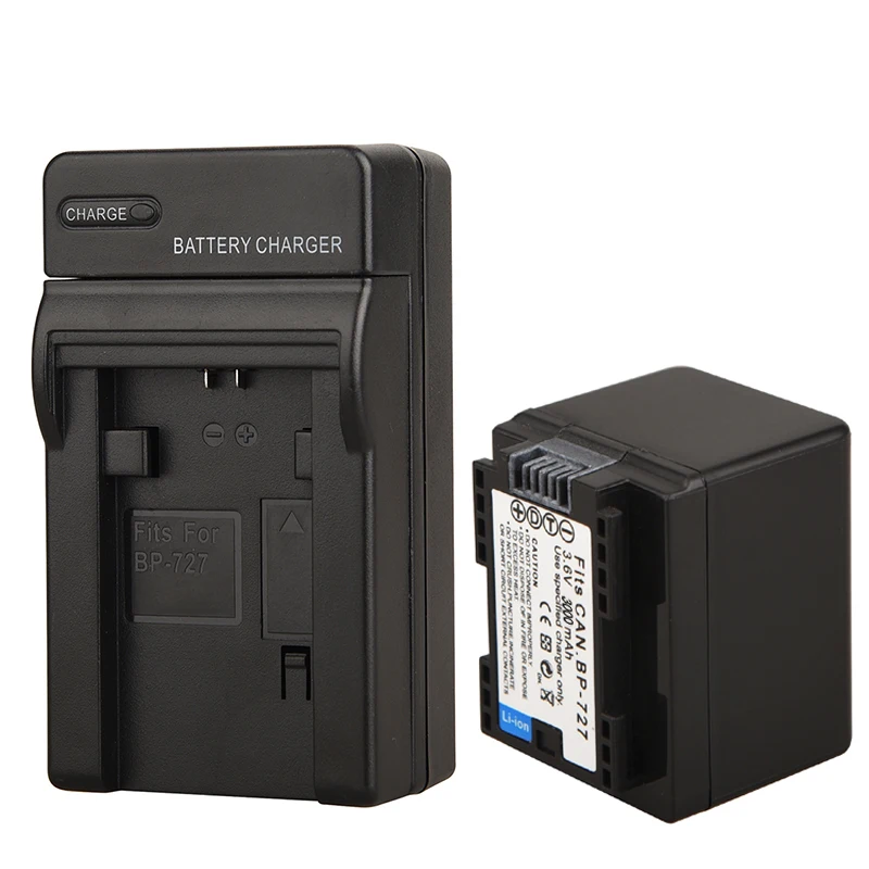 Аккумулятор BP 727 BP727 1x3000 мАч + зарядное устройство для фотокамера Canon VIXIA HF R30 M50 M52 500