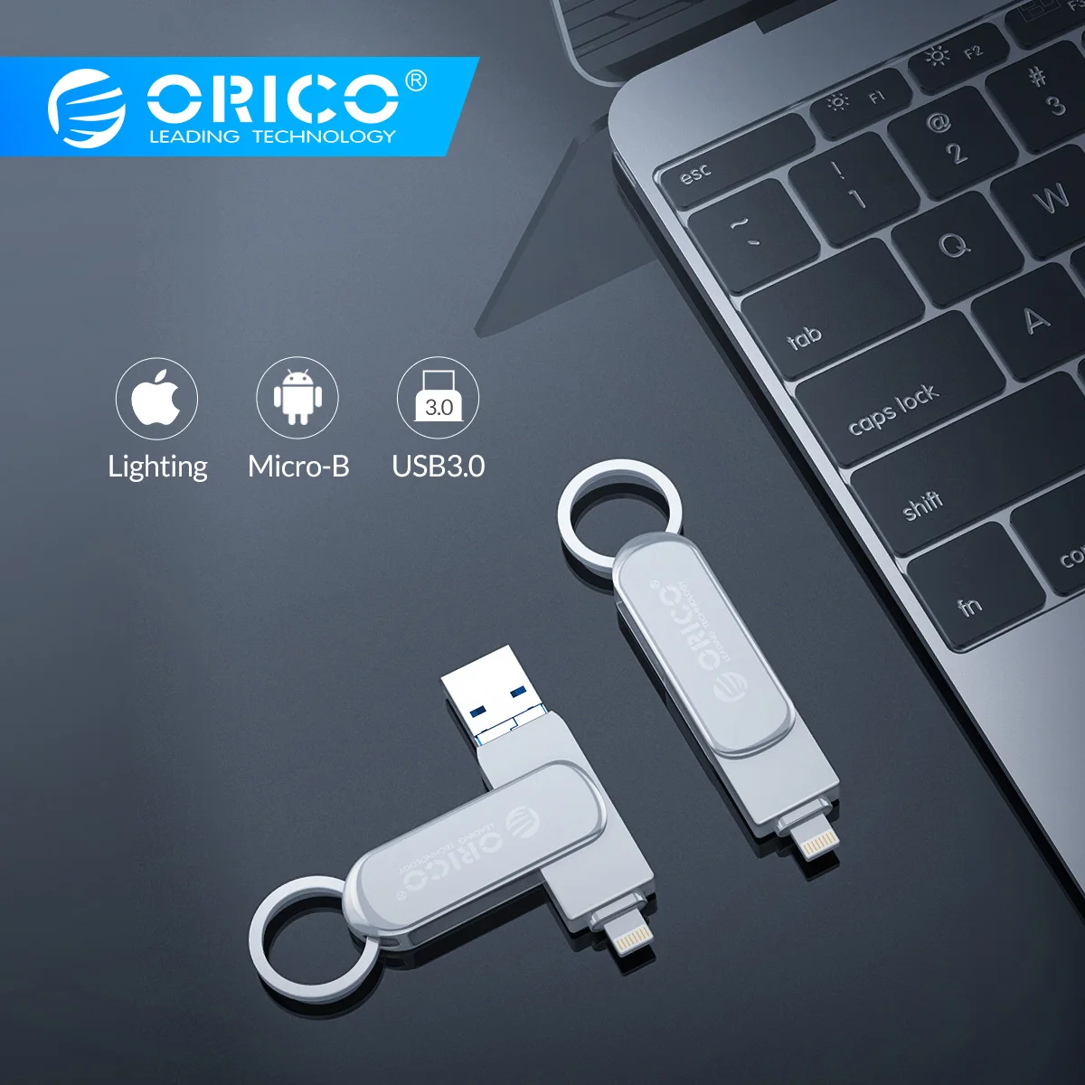ORICO USB флеш-накопитель 64 г 32 г 3 в 1 u-диск освещение Micro B USB3.0 интерфейс флэш-диск поддержка для IOS/Andriod/PC систем