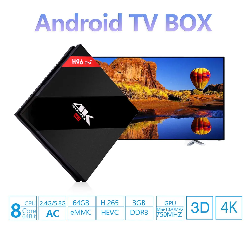 H96 Pro Plus ТВ приставка inteligente 3 ГБ 32 ГБ 64 Гб Amlogic S912 Восьмиядерный android 7,1 ТВ приставка 2,4g/5 ГГц WiFi 4 K ТВ приставка