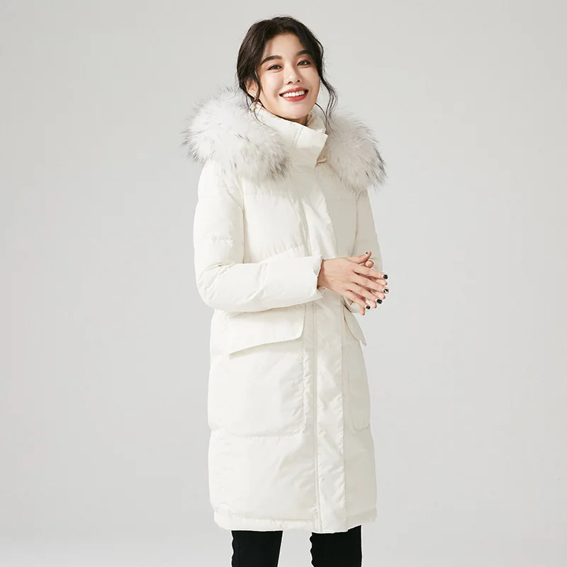 white-white fur KMETRAM женский пуховик зимняя куртка женская с натуральным меховым воротником Корейская длинная куртка Женская Теплая Куртка парка с капюшоном Mujer MY3309 - Цвет: white-white fur