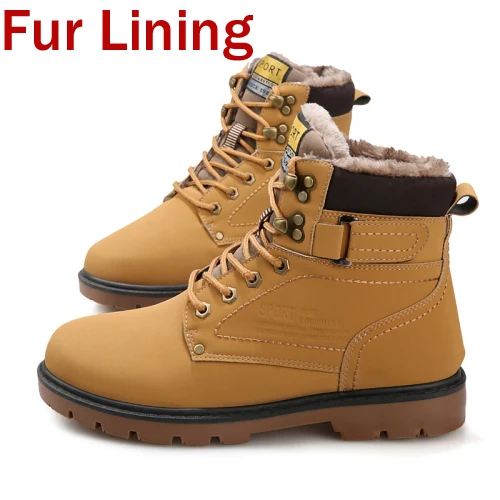 Winter Yellow URBANFIND/мужские ботинки; сезон осень-зима большие размеры 39-46; безопасные мужские ботинки для работы зимние ботинки на резиновой подошве с меховой/хлопковой подкладкой; 2 стиля - Цвет: Winter Yellow
