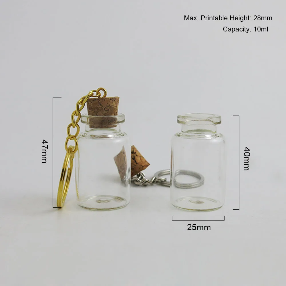 

30 x 10ml Clear Cute Mini Small Glass Bottle Cork Pendant Vial Key Chain Adjustable For Wedding Gift Using Beautiful for Women