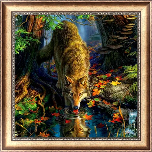 Wolf Diy 5d алмазная картина животное круглая Алмазная мозаика картина стежка вышивка узор вышивка ручной работы Детский подарок - Цвет: Wolf