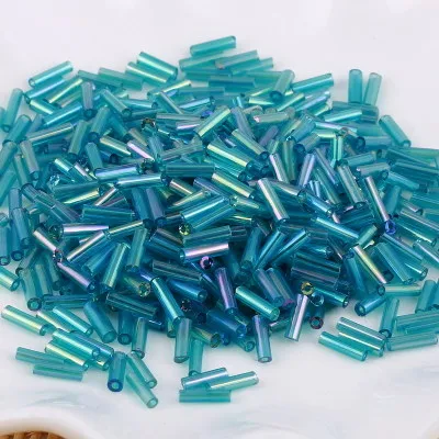 161Brilliant Peacock 20 г/480 шт размер 2*6 мм цветной серебряный сердечник чешский стеклянный стеклярус трубка для Распорки Ювелирных изделий швейных аксессуаров - Цвет: 161Brilliant Peacock