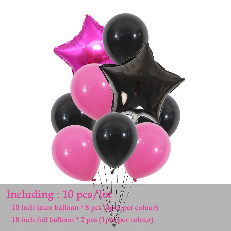 Hot pink Black Латексные воздушные шары черного, белого и золотого цвета для вечеринки в честь Дня Рождения, Детские Свадебные праздничные украшения, детские розовые, синие шарики для вечеринки - Цвет: Hot pink Black