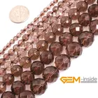 Круглые бусины с гранями класса ААА из светло-коричневого дымчатого кварца для изготовления ювелирных изделий, нитка 15 дюймов, бусины для изготовления ювелирных изделий сделай сам