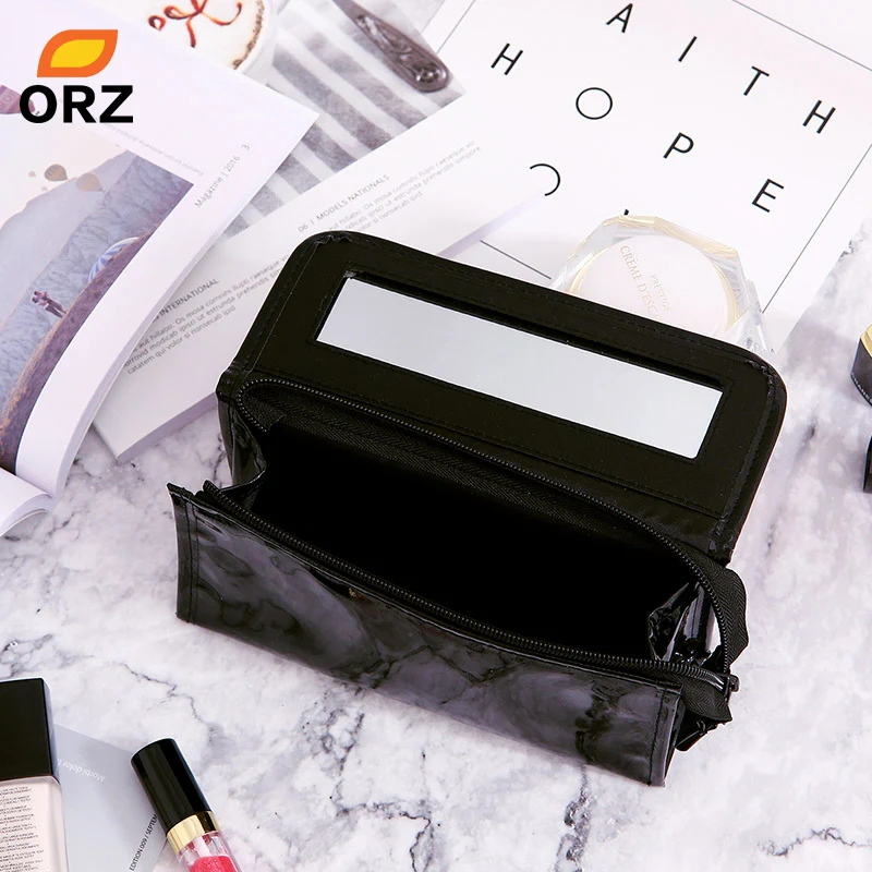 ORZ PVC косметический Органайзер, косметичка с зеркалом, водонепроницаемая коробка для хранения, сумка для путешествий, косметичка, органайзер для помады, косметики