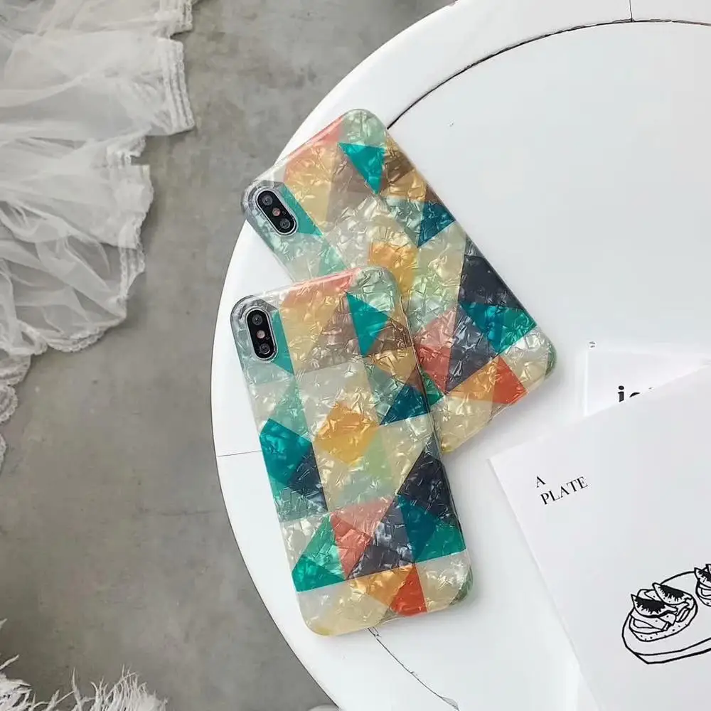 ELALA Glossy Marble Case For iphone X Simple Pattern Glitter diamond Silicone Cover iPhone 7 8 6 Plus XR XS Max | Мобильные телефоны