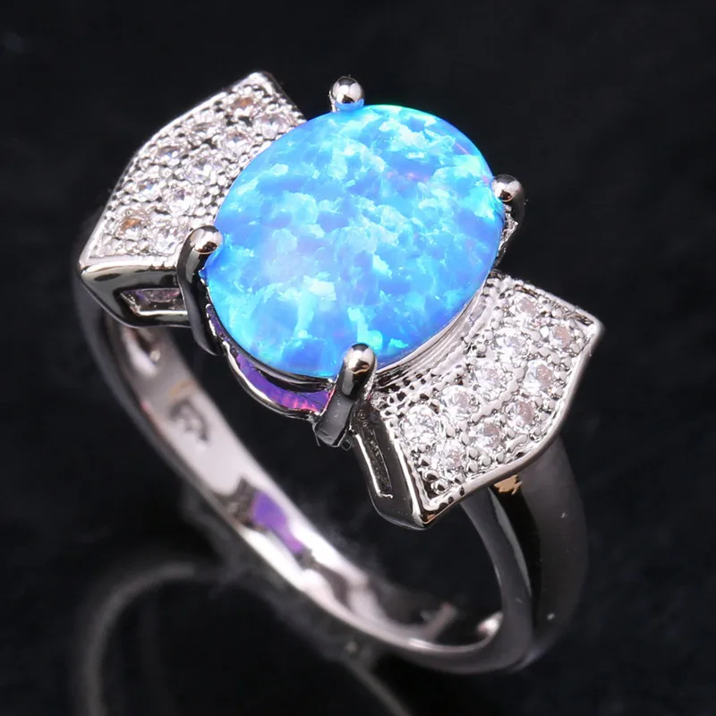 Уникальный бант Небесно Голубой огненный опал и посеребренные серебряные