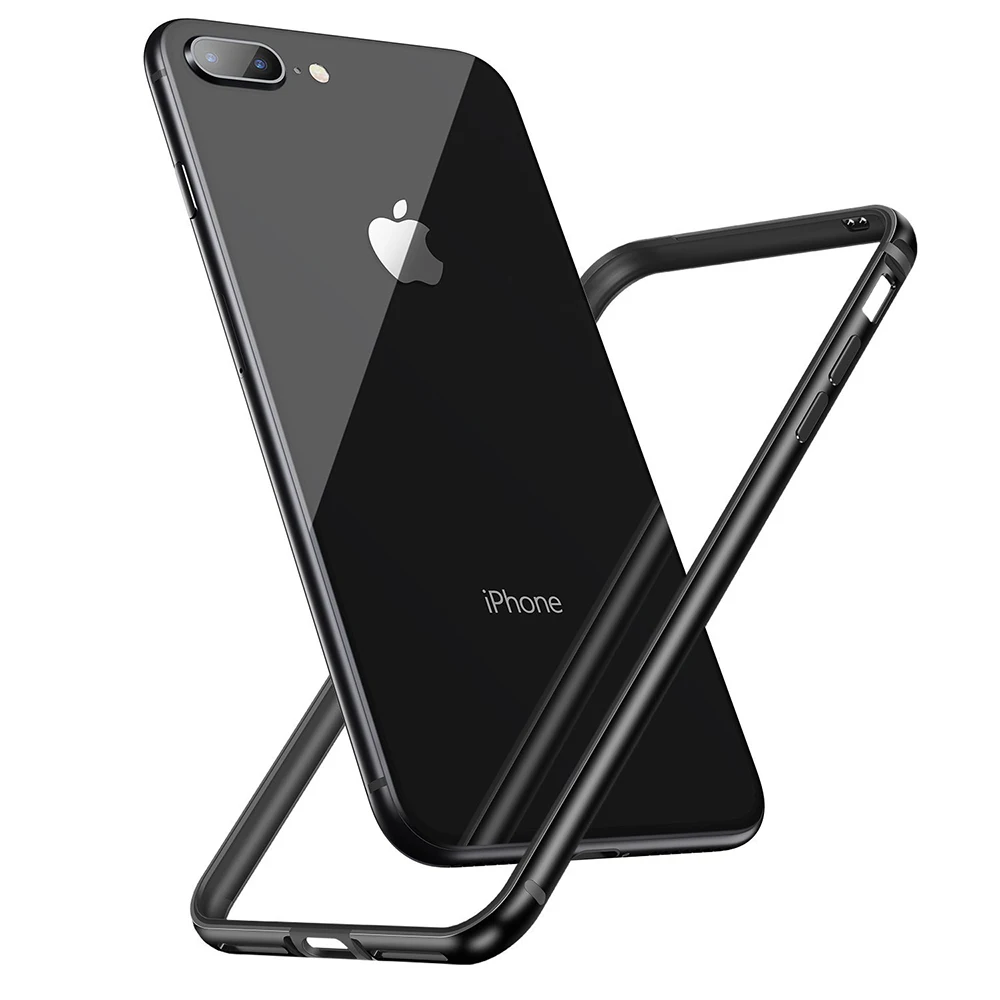 Черный Чехол-бампер для iphone 11 Pro Max 8 7 plus X, тонкая алюминиевая рамка, Мягкий ТПУ с внутренним краем, защитный противоударный чехол для iphone XS MAX XR - Цвет: Черный