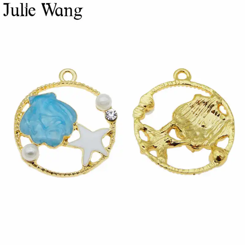 Julie Wang 3 шт. эмалированная ракушка морская звезда амулеты Мужская жемчужина