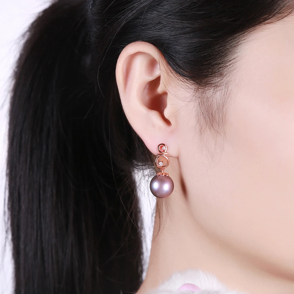 Женские серьги из розового золота с пресноводным жемчугом 12 13 мм|earrings free|earrings free