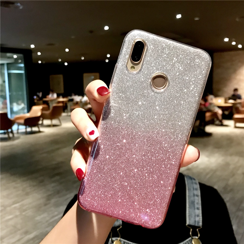 Блеск силиконовая в цветах радуги чехол для huawei P20 Lite P10 Коврики 20 10 9 8 Honor 7X 6X 6A iphone X