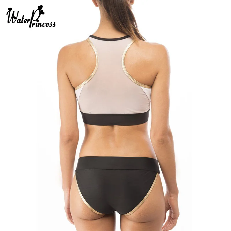 White Mess Sexy Female Two-Piece Bikini 2017 New Push Up High Neck Waist Hollow Women Swimsuit Monokini Brazillian Tankini |