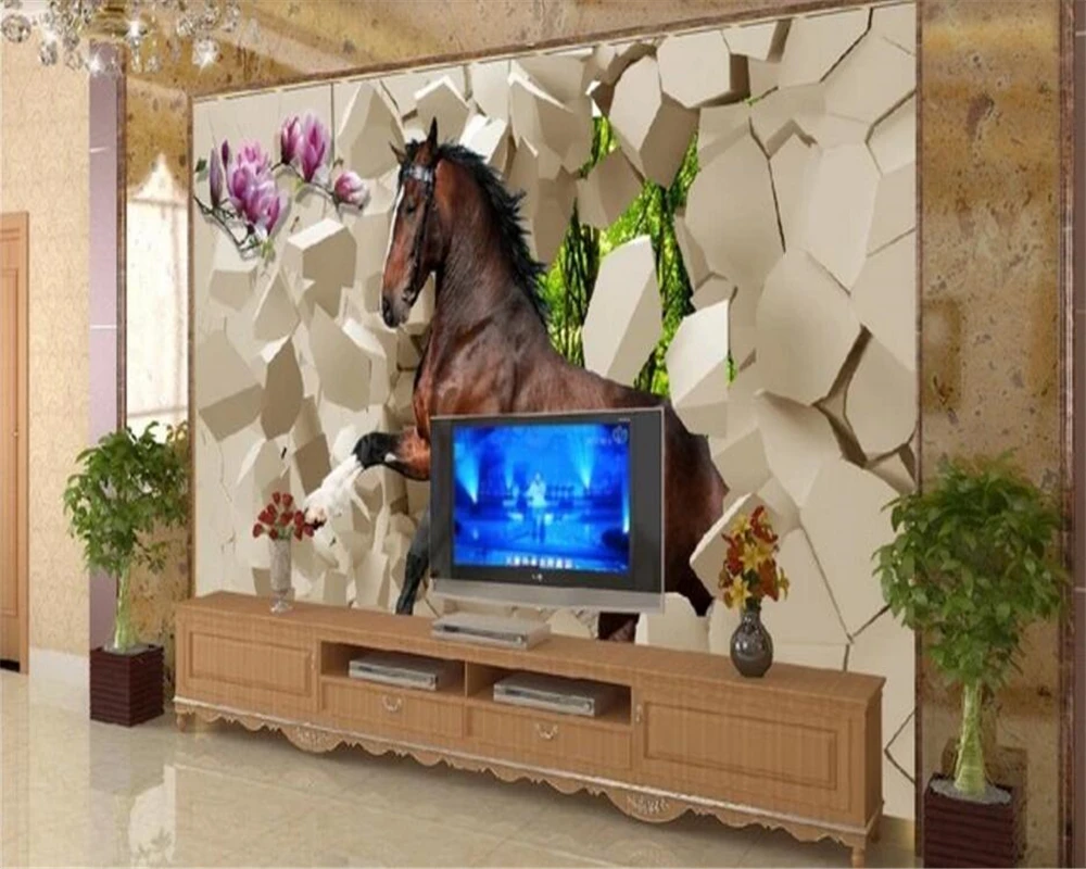 Бумажные обои beibehang для гостиной 3D лошадь ТВ фон настенное изображение