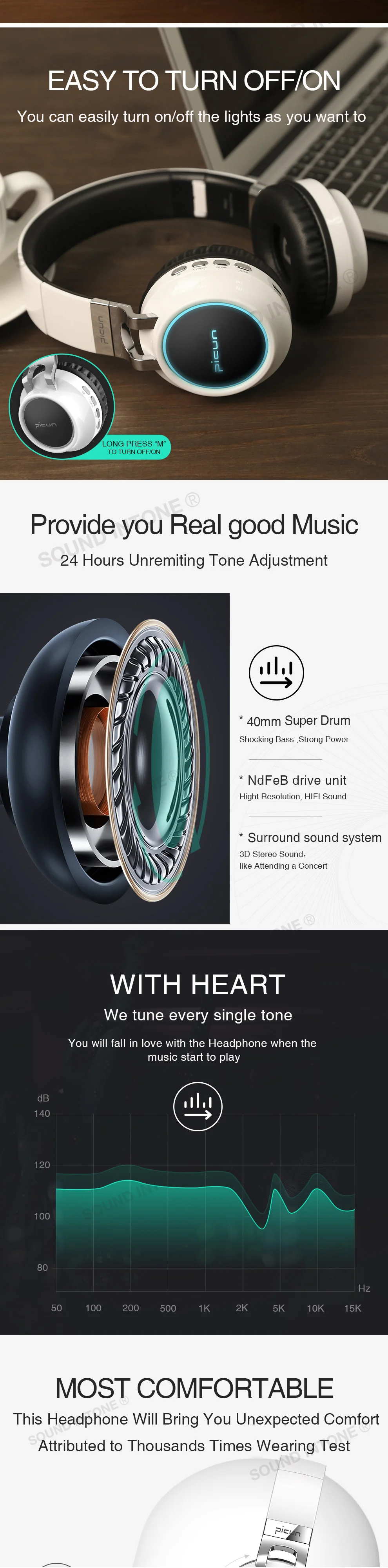 P60 Bluetooth наушники беспроводные наушники 7 цветов Светящиеся 20 часов прослушивания музыки гарнитура с микрофоном для телефона Xiaomi iPhone PC