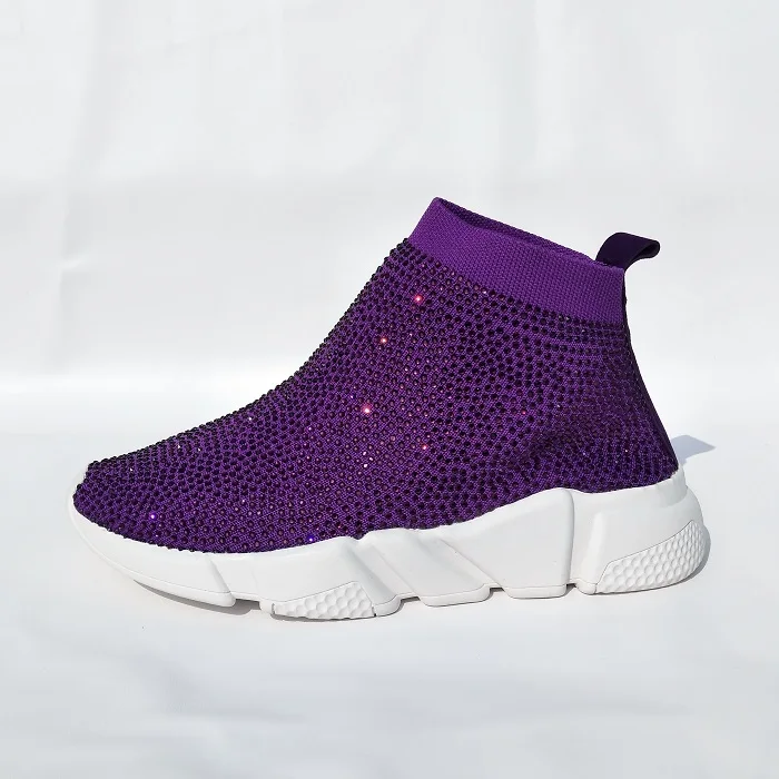 purple Мужские и wo мужские эластичные чулки весна и осень повседневная спортивная обувь трикотажные дышащие туфли на плоской подошве педали размера плюс - Цвет: purple