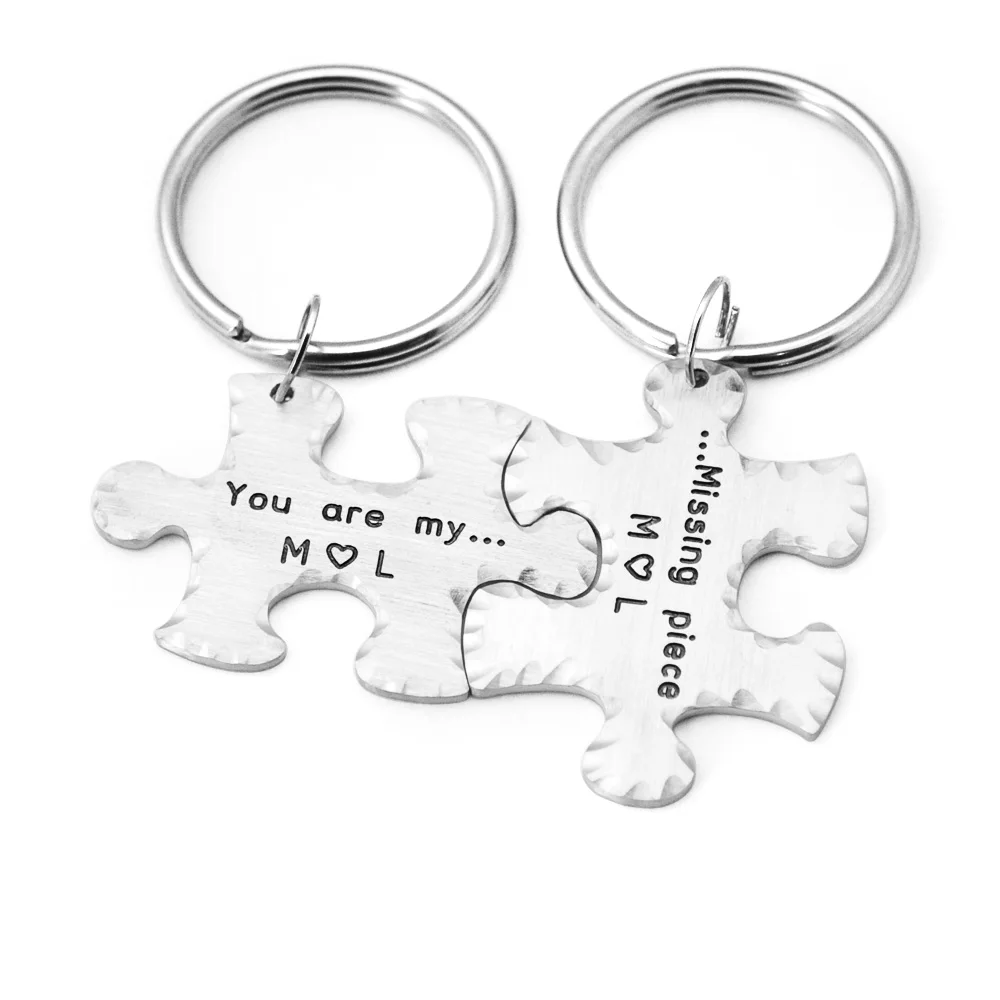 Персонализированные брелоки с пазлами для пары индивидуальные Брелоки ключей