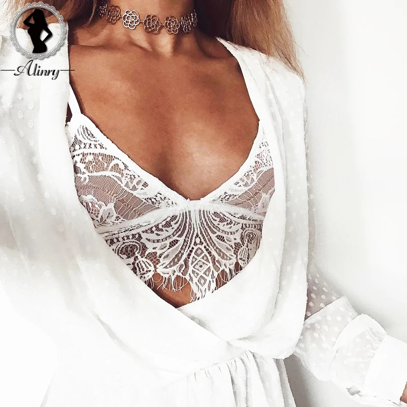 ALINRY новый сексуальный бюстгальтер Женский Плюс Размер Белый Глубокий V 3/4 чашка
