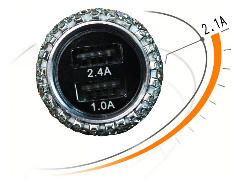 Dual USB Car Charger For Mobile Phone Tablet GPS Fast Charger Crystal Diamond Phone 3 Data Line Wire in Car Cigarette Lighter