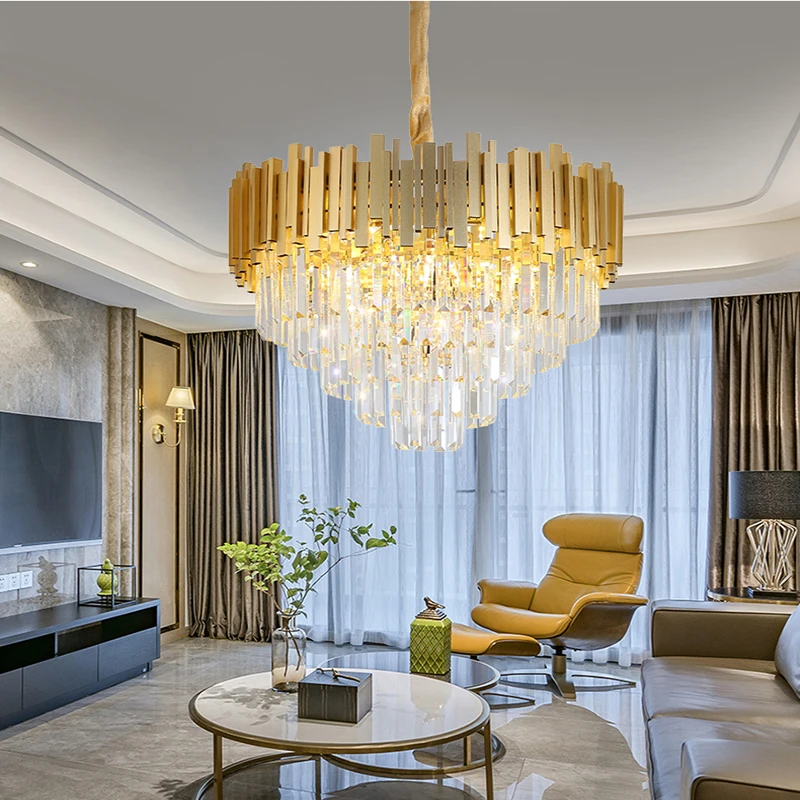 Современная хрустальная люстра для дома Декор Гостиная холл отель золотой блеск