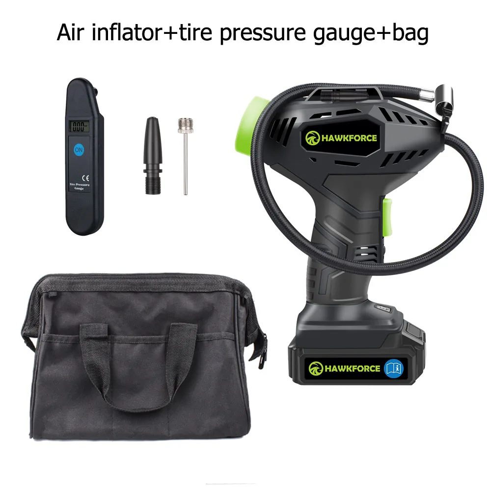 tire pressure gauge 18 в цифровой беспроводной шиномонтажный перезаряжаемый воздушный насос HAWKFORCE портативный ручной компрессор со светодиодный светильник для автомобильных шаров - Цвет: tire pressure gauge