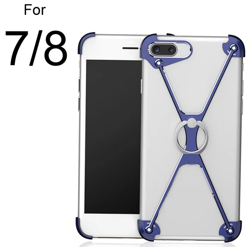 Бампер чехол для iPhone 7 8 Plus, тонкий алюминиевый металлический X-Frame телефон бамперы с кольцом держатель и винт - Цвет: For iphone 7 8