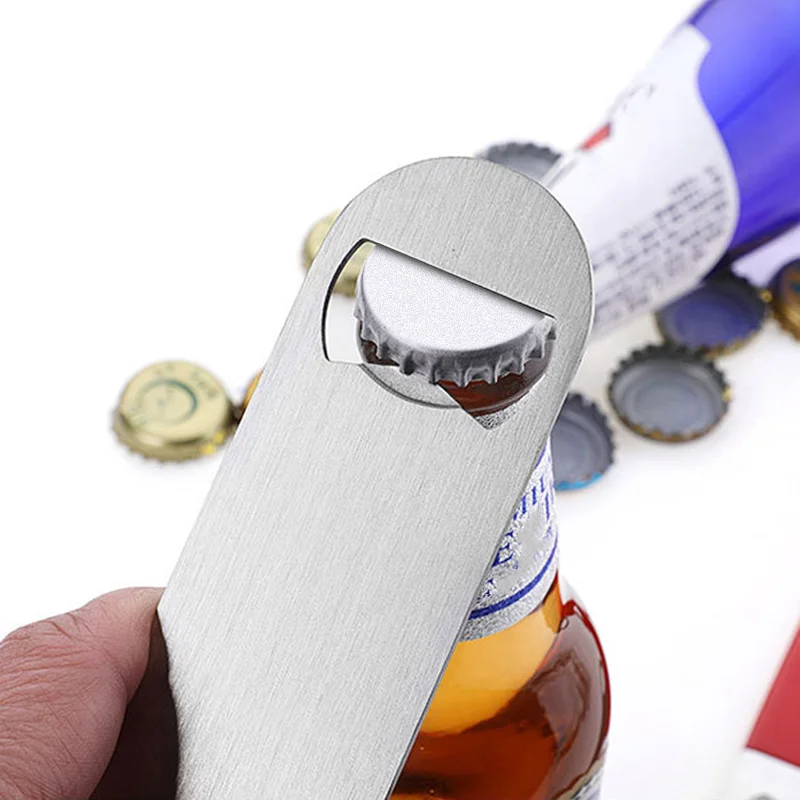 Unique Stainless Steel Large Flat Speed Bottle Cap Opener Remover Bar Blade Home Hotel Professional Beer Bottle Opener Kitchen