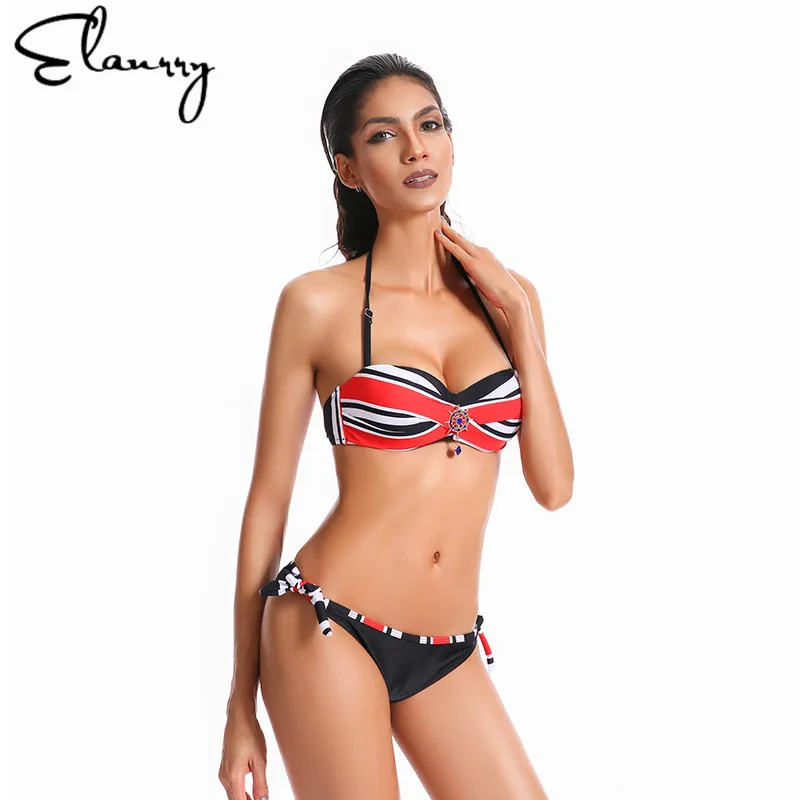 2017 Sexy Push Up Women Bikini Set Brazilian Striped Low Waist Plus Size Swimwear Female Bathing Suit Maillot De Bain Femme |