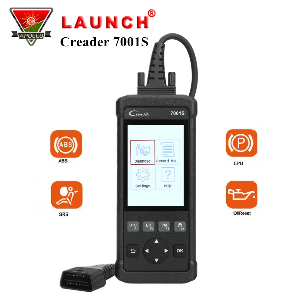 Launch X431 Creader 7001S считыватель кодов CR7001S полный OBDII OBD2 диагностический инструмент ABS SRS Система Авто сканер с EPB сбросом масла