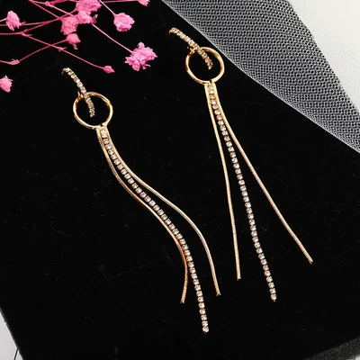 Chain Tassel Drop Earrings Geometric Circle Long Gold Silver Plated New Fashion 2020 Women's Jewelry Party Summer | Украшения и