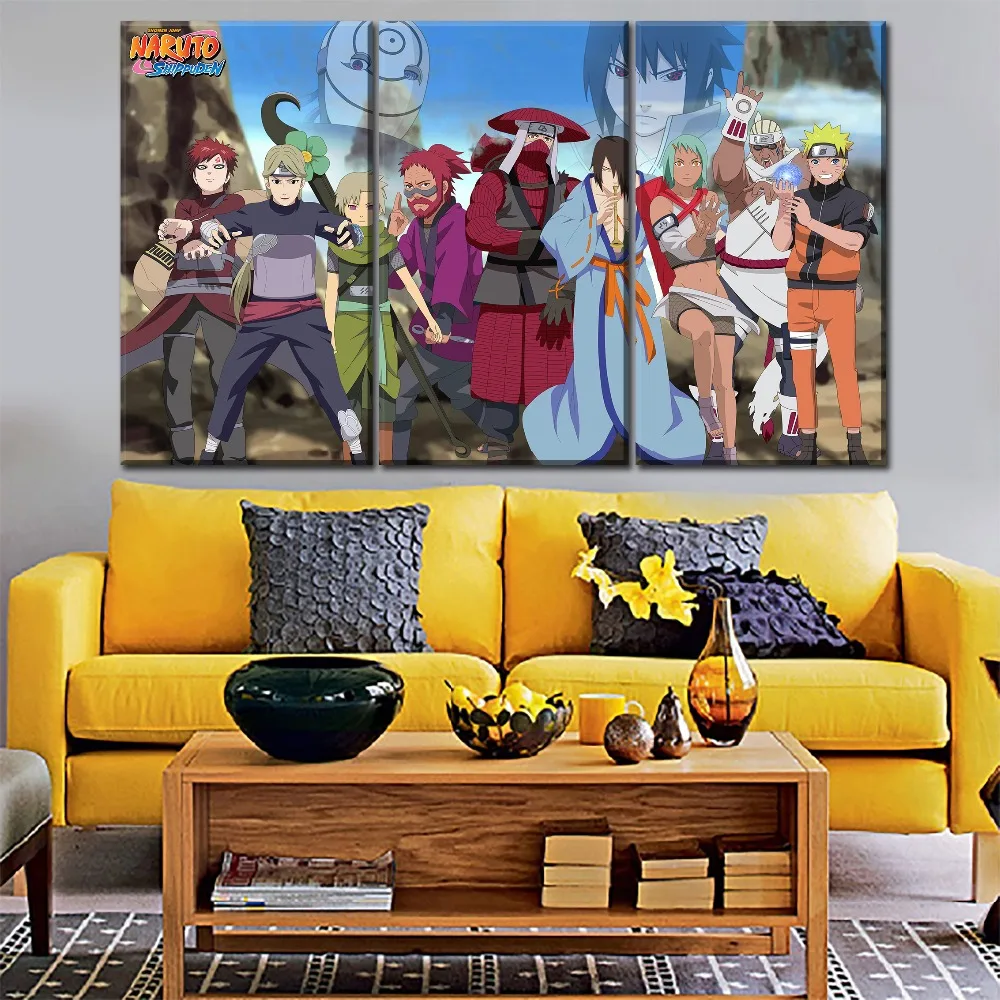 3 Панели Настенная картина основной персонаж аниме искусство Наруто современный