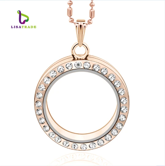 Rosegold with stones 1 шт. 30 мм Круглый Магнитный стеклянный плавающий очаровательный медальон 4 цвета 2 стиля памяти фото медальон(в комплекте Цепочка) LSFL02-1 - Окраска металла: Rosegold with stones