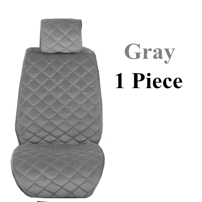 gray 1 piece Универсальные плюшевые чехлы для сидений автомобиля с теплым искусственным мехом, Автомобильная подушка для переднего сиденья, защита салона автомобиля, подходит для автомобиля 99 - Название цвета: gray 1 piece