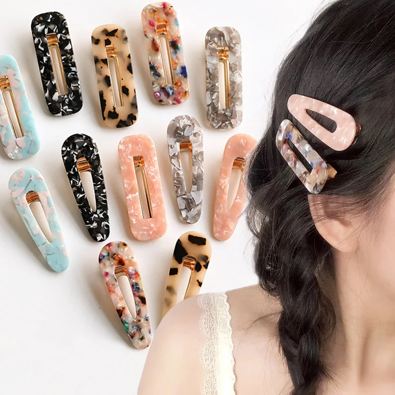 

XIYANIKE 2019 New Fashion Acrylic Hair Clip Snap Hair Barrette Stick Hairpin Hair Styling Accessories For Women Girls Jewelry