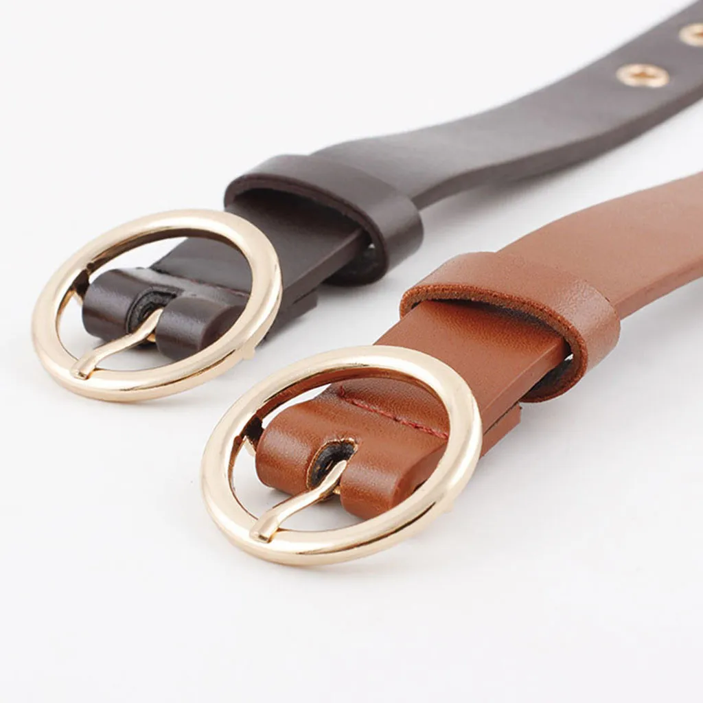 Женский ремень с металлической пряжкой винтажный кожаный унисекс для отдыха