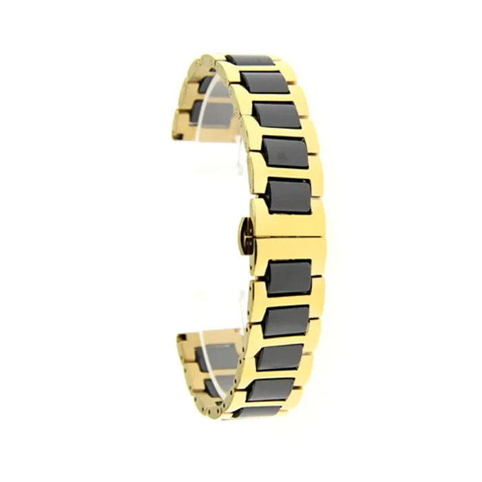 black and gold Аксессуары для Apple Watch Iwatch ремешок 42 40 44 мм серия 3 4 5 розовое золото черный белый нержавеющая сталь серебро и керамические полосы - Цвет ремешка: black and gold