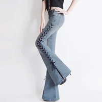 spring and autumn fashion casual sexy plus size loose split female young girls speaker jeans clothes