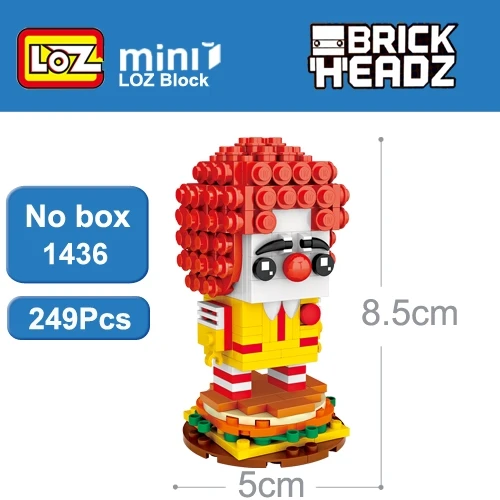 1436 no box LOZ клоун мдональд Рональд Humburger Мини Строительные блоки 249 шт кирпичная голова фигурка игрушка подарок для детей в возрасте 6+ официальный авторизованный - Цвет: 1436 no box
