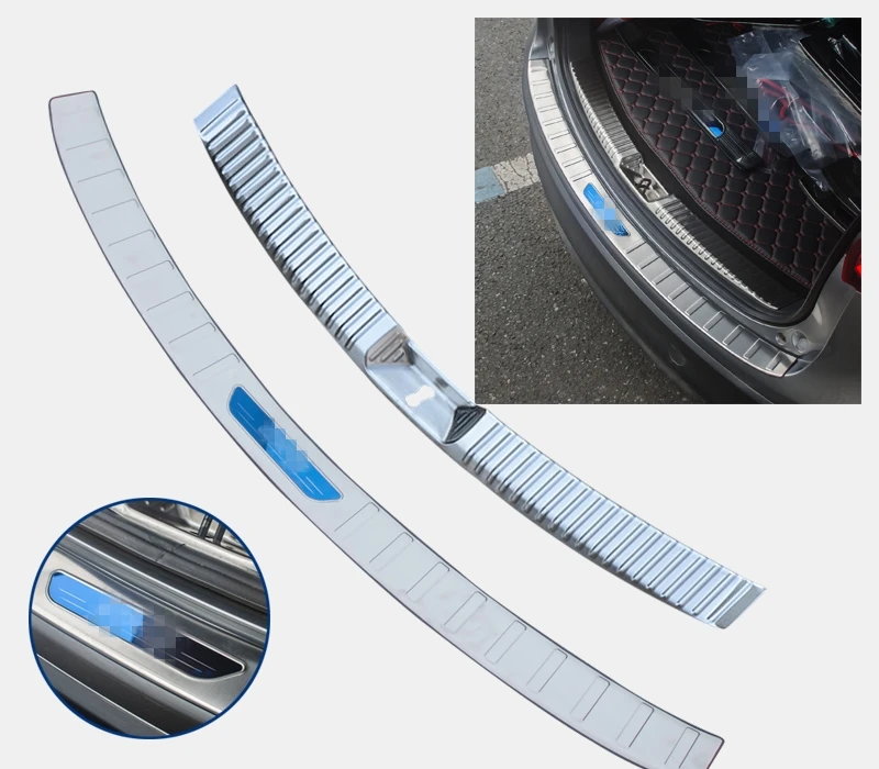 Blue logo 2pcs Для Mazda CX-5 CX5 CX 5- нержавеющая сталь внешний и внутренний задний багажник бампер Накладка порога автомобильные аксессуары - Цвет: Blue logo 2pcs