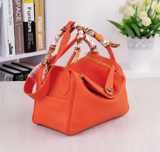 orange 26cm RTATD, новинка, натуральная кожа, коробка, женские сумки, модные, известный бренд, дизайн, женские сумки на плечо,, женские сумки через плечо, B078 - Цвет: orange 26cm