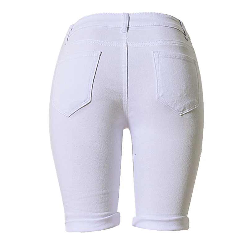 2020 Модные узкие брюки с завышенной талией рваные джинсы для женщин Капри шорты