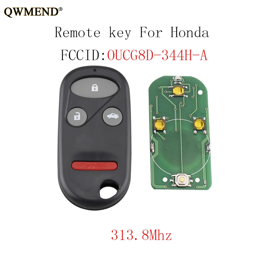 Qwmend 3+ 1 кнопки дистанционный ключ-брелок от машины для Honda CR-V 2002 2003 2004 313,8 МГц для Honda CR-V OUCG8D-344H-A