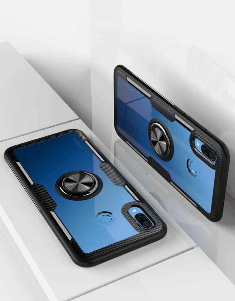 Чехол 8X для huawei Honor 8X, прозрачный ПК+ углеродное волокно, полное защитное кольцо, для huawei Honor 8X, чехол