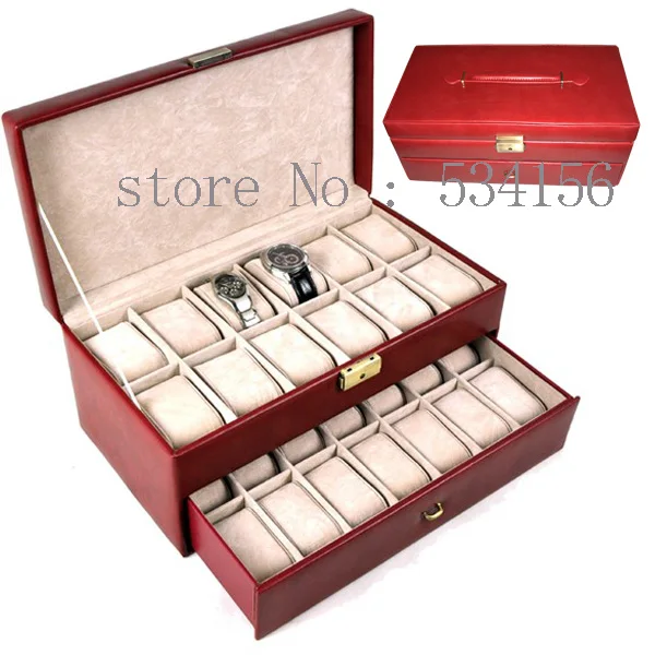 Бесплатная доставка Роскошные кожа PU Ювелирные витрины коробка для часов может