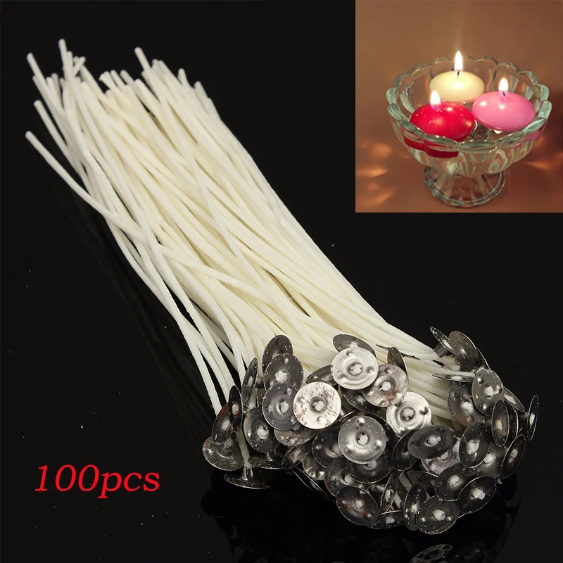 

Best Promotion 100Pcs 20Cm Candle Wicks Pre Waxed PreTabbed Cotton Core With Sustainer DIY Gift