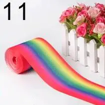 11 5 ярдов/партия(4,5 метров) 12 стилей 25 мм 38 мм 50 мм 75 мм ширина из полиэстера цвета простые Grosgrain радужные ленты - Цвет: 11